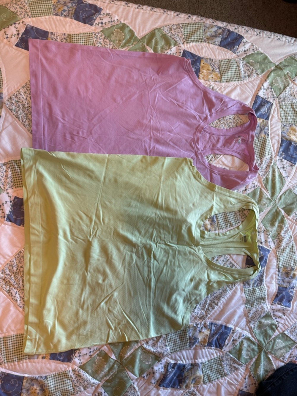 Avia Pink and Light Green Racerback Tank Tops